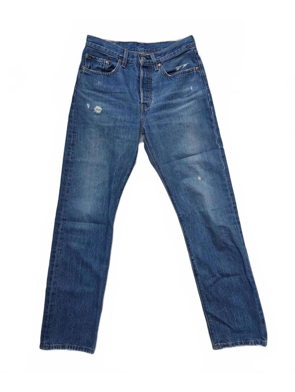 Levi's 501s Women's Med Wash Distressed Straight Leg Jeans High Rise  26/29